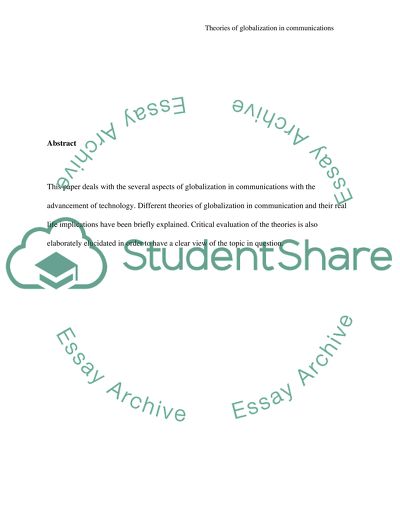 Theories of Globalization in Communications