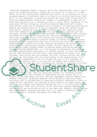 Organizational Culture Case Study