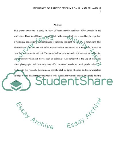 Influence of artistic mediums upon human behavior and mood