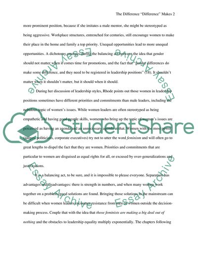 The Difference Difference Makes: Women and Leadership