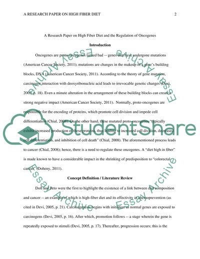 High Fiber diet and regulation of oncogenes