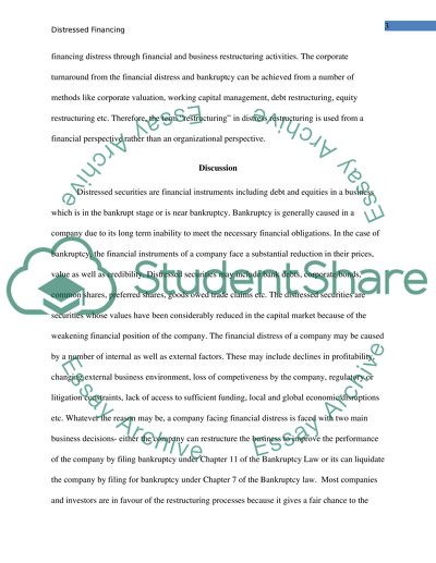 Analysis of Distressed Financing