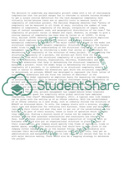 Managerial complexity in project based operation