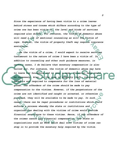 If You Were a Victim of Crime, What Services Would You Expect to Receive