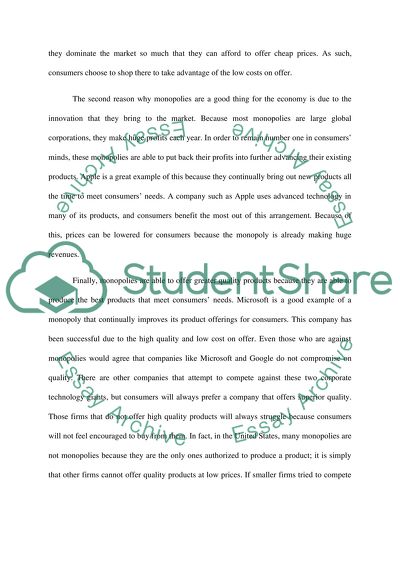 Monopolies Are they good