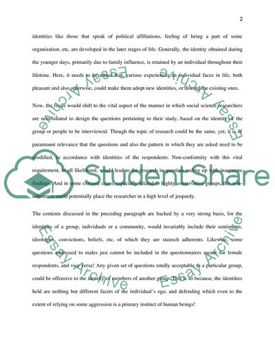 Social Science Research Issue of Identity