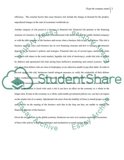 Distinguish between business risk and financial risk