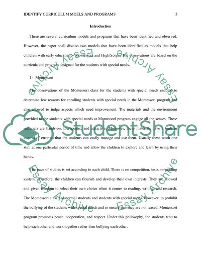 Step 4: Identify Curriculum Models and Programs. week 6