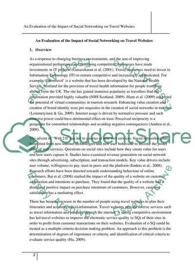 An Evaluation of the Impact of Social Networking on Travel Websites