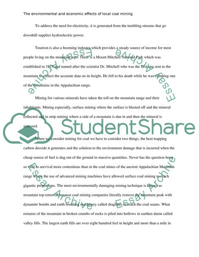 Environmental and Economic Effects of Local Coal Mining
