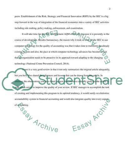 Response/commentary to an Article Review