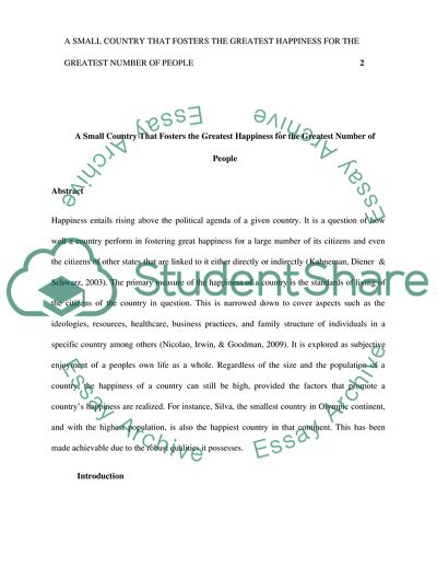 A Small Country that Fosters the Greatest Happiness for the Greatest Number of People