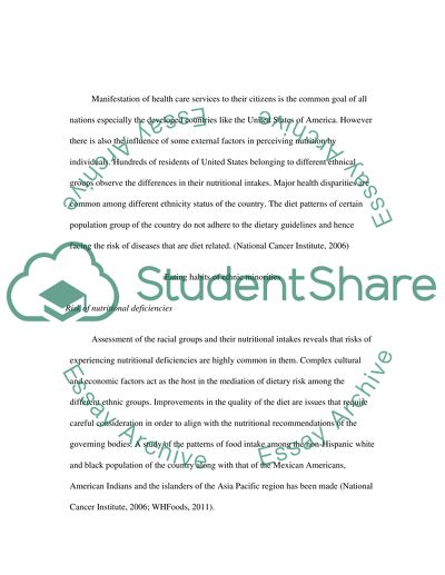 Nutrition Among Ethnic Groups