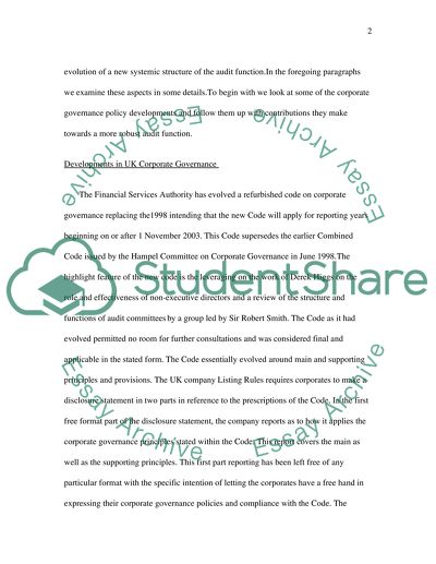 Corporate Governance and Internal Audits Role