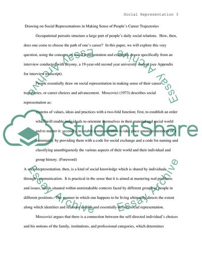 Drawing on Social Representations in Making Sense of Peoples Career Trajectories