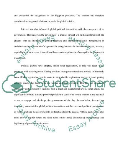 Ways in which The Internet Has changed political interactions globally