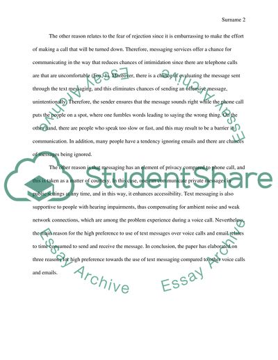 Three Reasons for the High Preference of Text Messaging Services Compared to Voice Calls