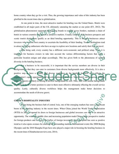 Culture diversity in Chinese hospitality industry