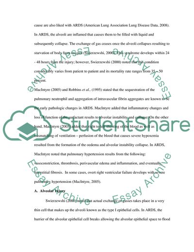 Pathophysiology of Adult Respiratory Distress Syndrome