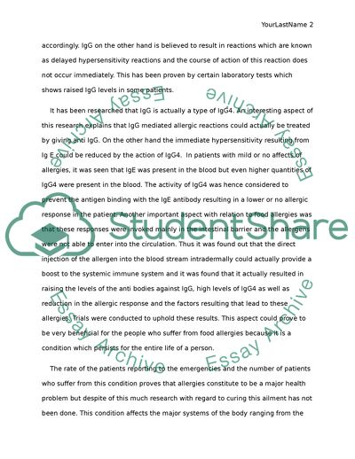 The Immune System and Food Allergies