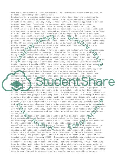 Emotional Intelligence, Management, and Leadership