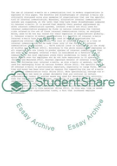 Are the Internal E-mails The Bast Way of Communication within Organization