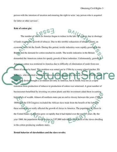 Obtaining Civil Rights, Establishment of Slavery in America