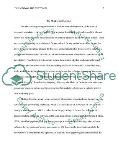 The Mind of the Customer