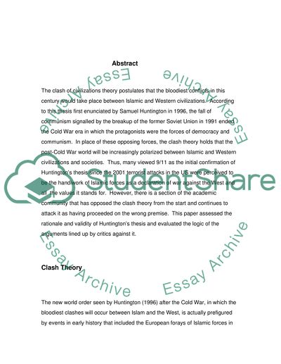 Islamic and Western Civilizations In The Post-Cold War World