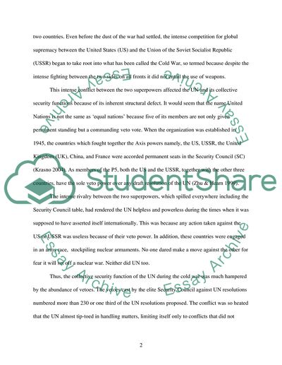 The Role of the United Nations in a Collective Security