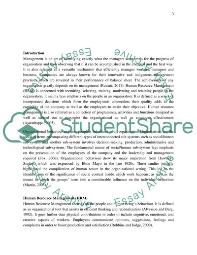 Human Resource Management and Organizational Behaviour