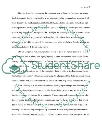 Legalizing Physician Assisted Suicide