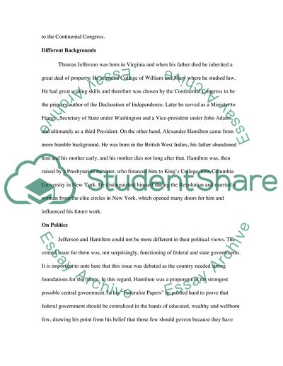 Economic and Social Philosophies of Thomas Jefferson and Alexander Hamilton
