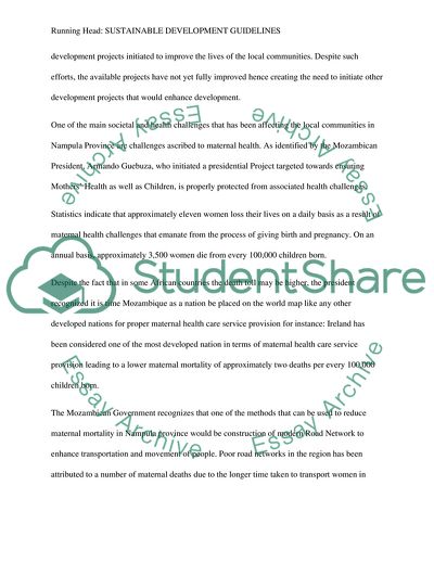 Sustainable Guidelines for Road, Education and Health Infrastructure Developments