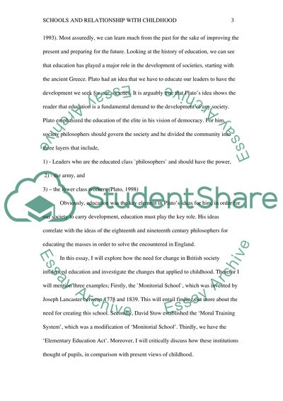 Schools and Relationship with Childhood