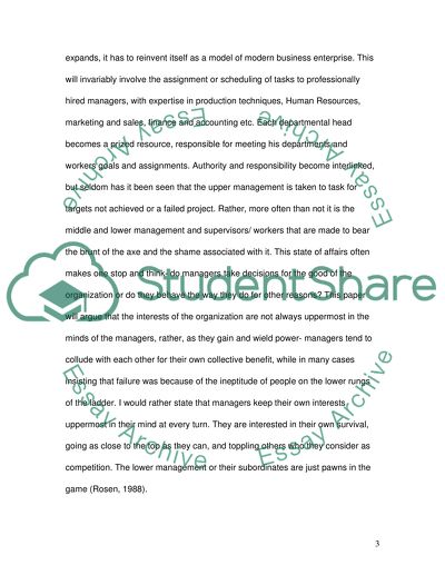 Do Managers Take Decisions for the Good of the Organization