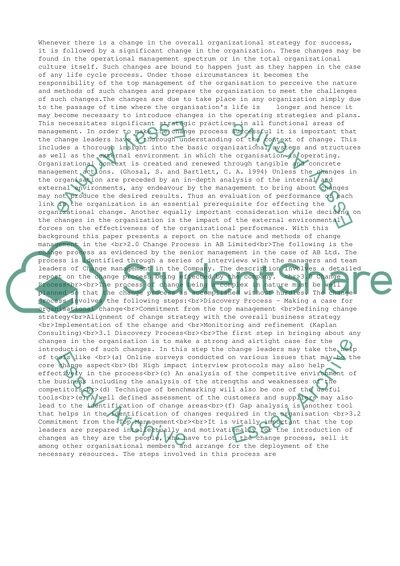 Understanding levers for organizational change the case of AB Ltd