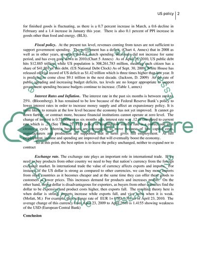 Your View of Recent US Macroeconomic Performance: Design a Policy