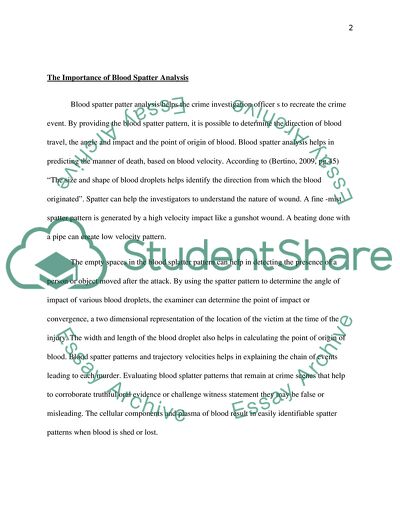 The Concept of Blood Spatter Analysis