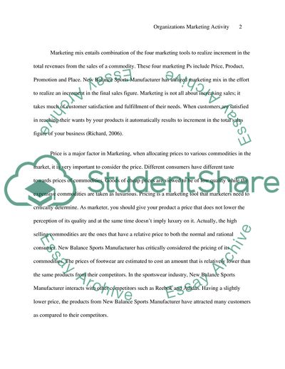 Organizations Marketing Activity