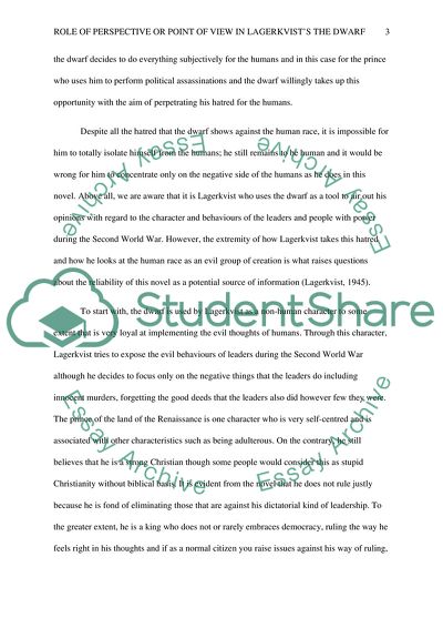 Role of Perspective or Point of View in Lagerkvists The Dwarf