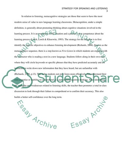 Strategy for lisntening and speaking