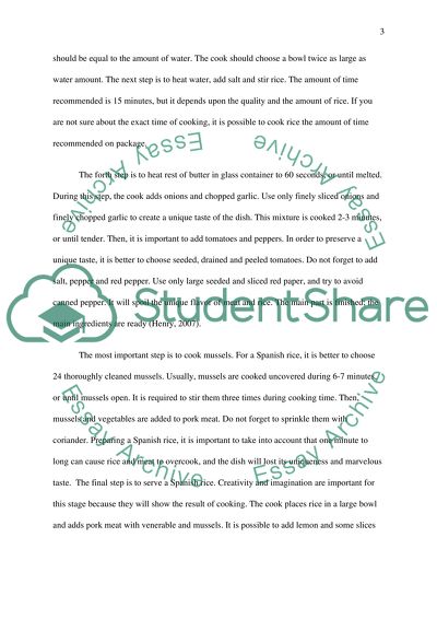 sample college essays about cooking