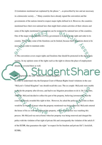 Human Rights Act of 1998 and European Convention on Human Rights