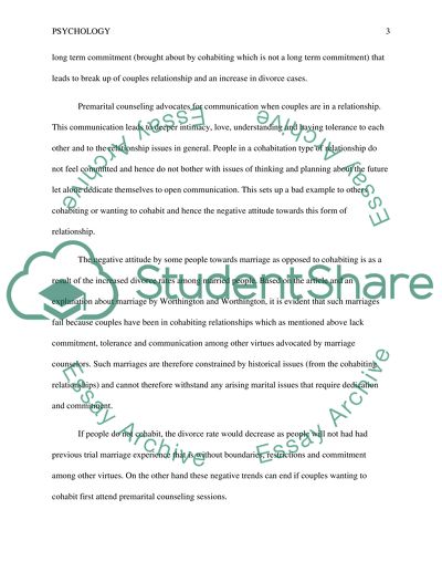 Premarital Cohabitation Effect