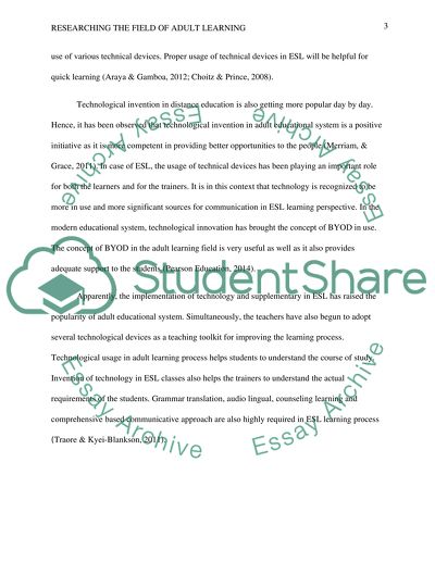 Researching the Field of Adult Learning