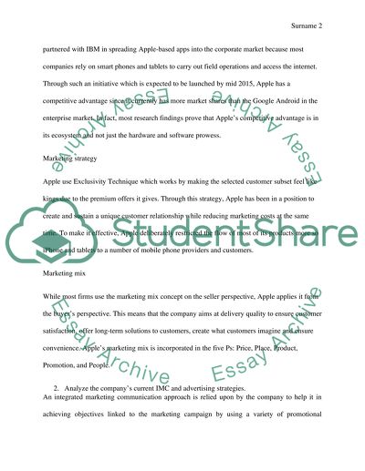 Apples Current Competitive Position, Marketing Strategy