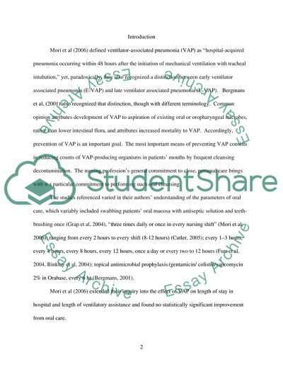 What Are the Effects of Oral Care on the Prevention of Ventilator-Associated Pneumonia