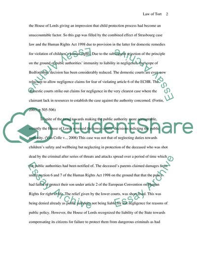 The Liability of Public Authorities for Negligence