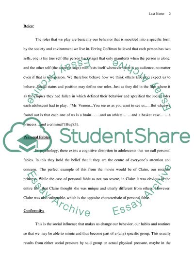 Adolescence Development: The Breakfast Club